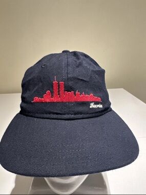 Theories Navy Baseball Cap with Red Skyline Embroidery
